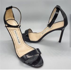 Manolo Blahnik Patent Ankle Strap Sandals